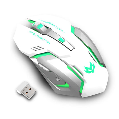 Silent Wireless Gaming Mouse – Rechargeable with Futuristic Design