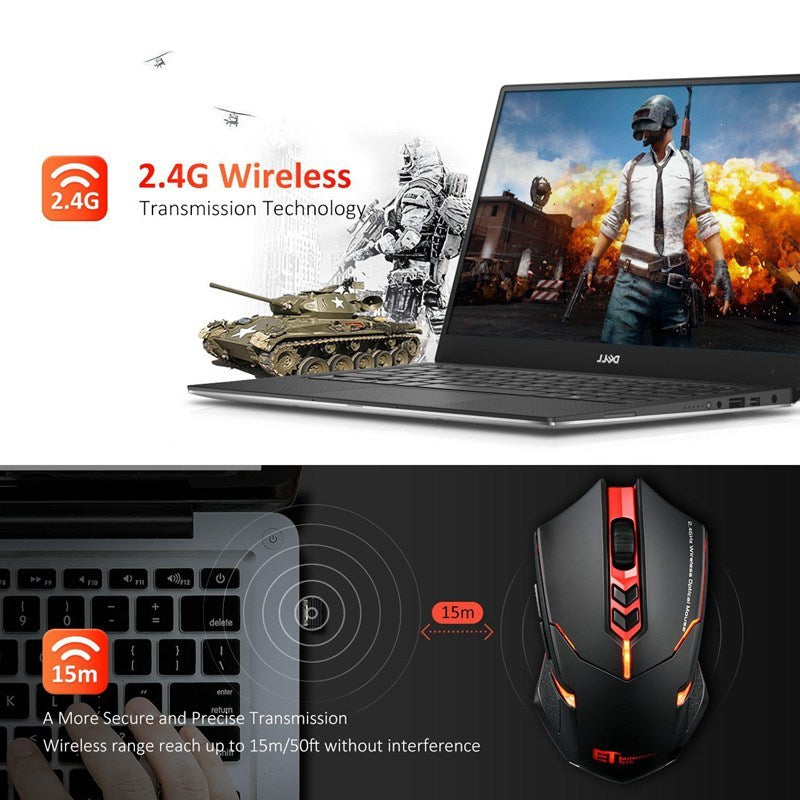 Silent Luminous Wireless Mouse – Power-Saving & Rechargeable