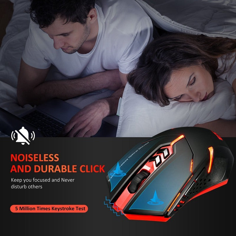 Silent Luminous Wireless Mouse – Power-Saving & Rechargeable